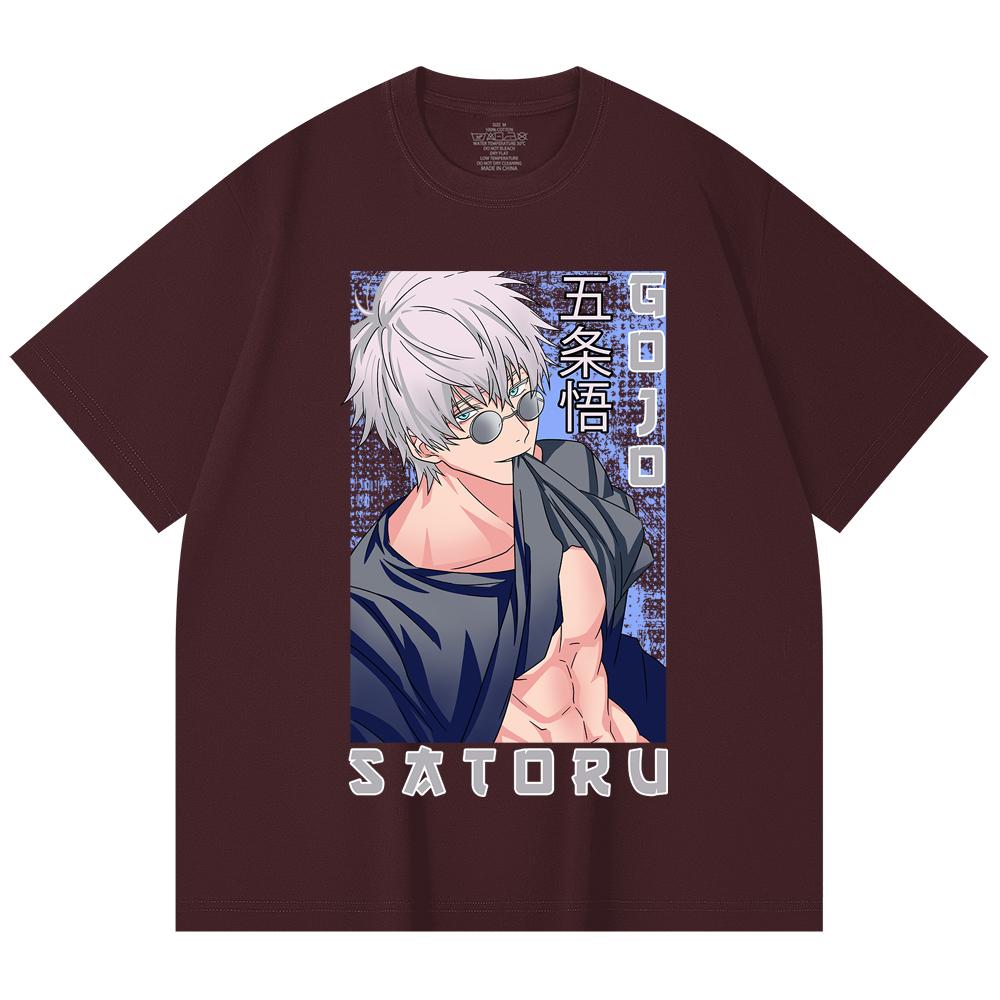 

230 Gsm 100% Cotton Jujutsu Kaisen V23 Gojo Print Unisex Heavy Cotton T Shirt 2XL