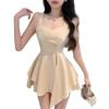 French sweet and spicy foreign style sexy backless suspender dress women's summer pure desire wind irregular waist and thin skirt