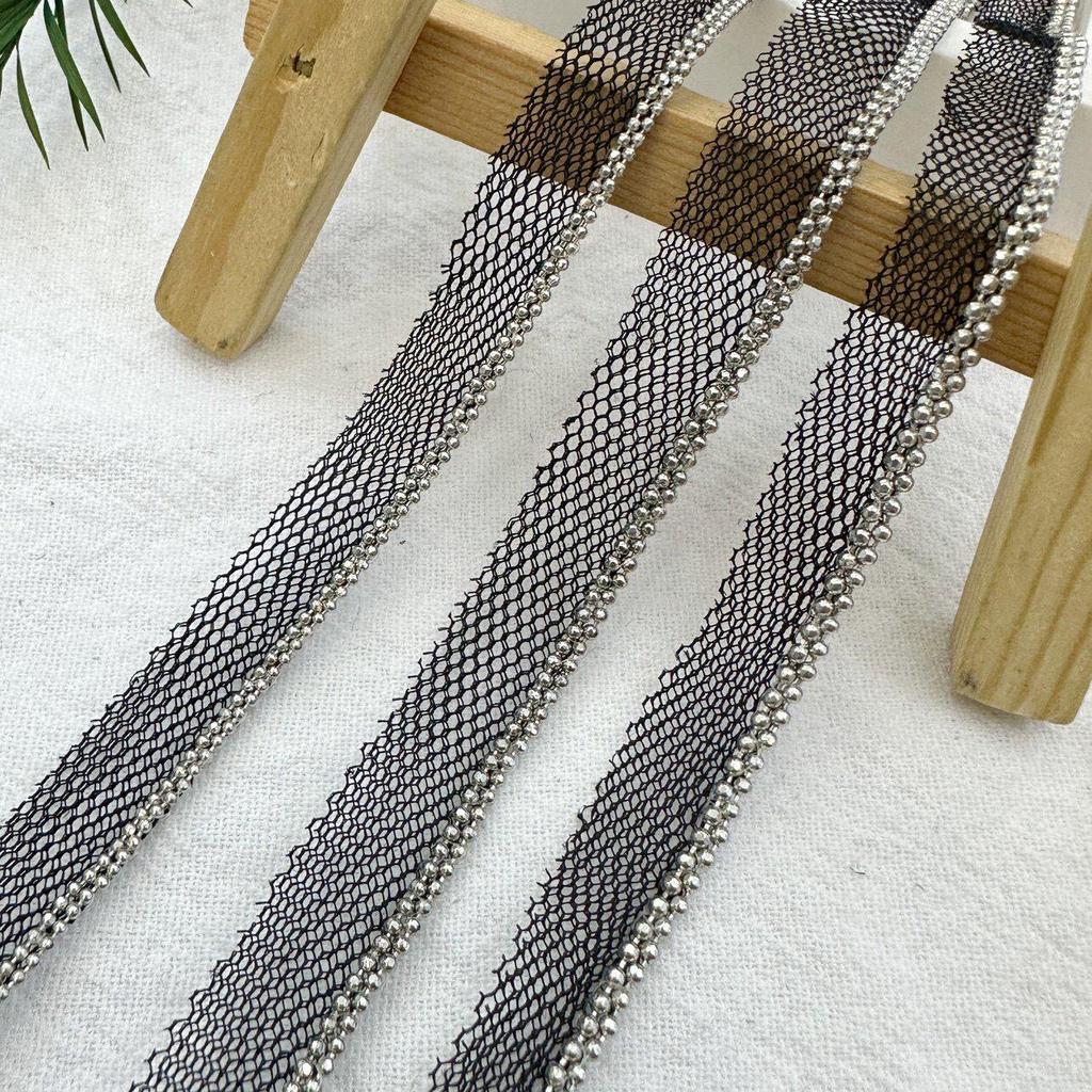 Double Row Bead Chain Metal Mesh Lace for DIY Sewing: Collar, Clothing & Pants Decoration