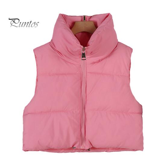 Thick Padded Waistcoat Winter Women Vest Coat Stand Collar Neck Protection Thickened Zipper Closure Jacket Cardigan Sleeveless Solid Color Drawstring