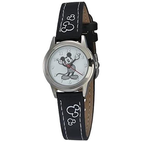 Disney Womens MK1006 Mickey Mouse White Dial Black Strap Watch