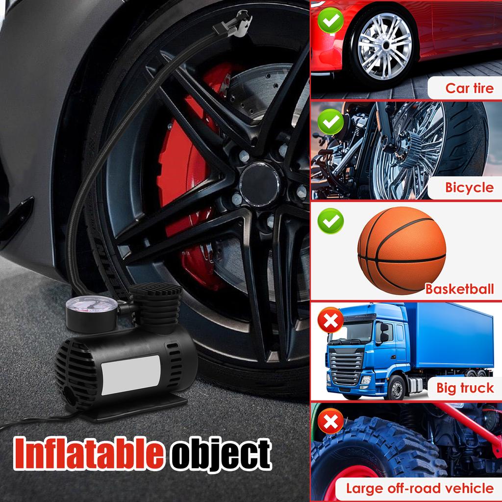 12V Tragbare Reifenpumpe mit Digitalem Manometer für Auto Fahrzeug Reifenfüller Leichter Luftkompressor für Fahrrad Sport