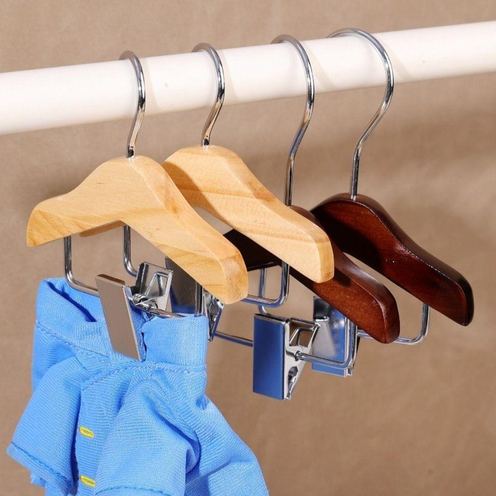 Solid Wood Kids Hanger Anti Slip Mini Hanger Portable Pet Clothes Hook