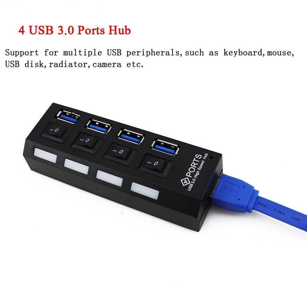 Sync Data Converter Splitter 5Gbps High Speed 4/7 Port USB 3.0 Hub AC Power Adapter on/Off Switches