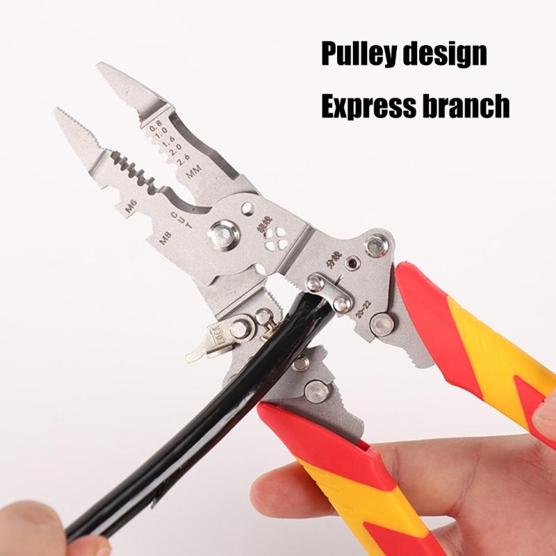 15 in 1 Adjustable Wheel Foldable Wire Stripper Pliers Tool for Electricians and DIY Enthusiasts with Ergonomic Handle