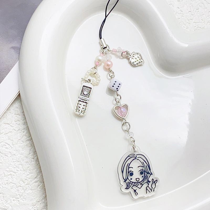 Creative Phone Chain Vintage Gothic Beaded Mobile Phone Lanyard Retro Cell Phone Charm Keychain Backpack Decoration