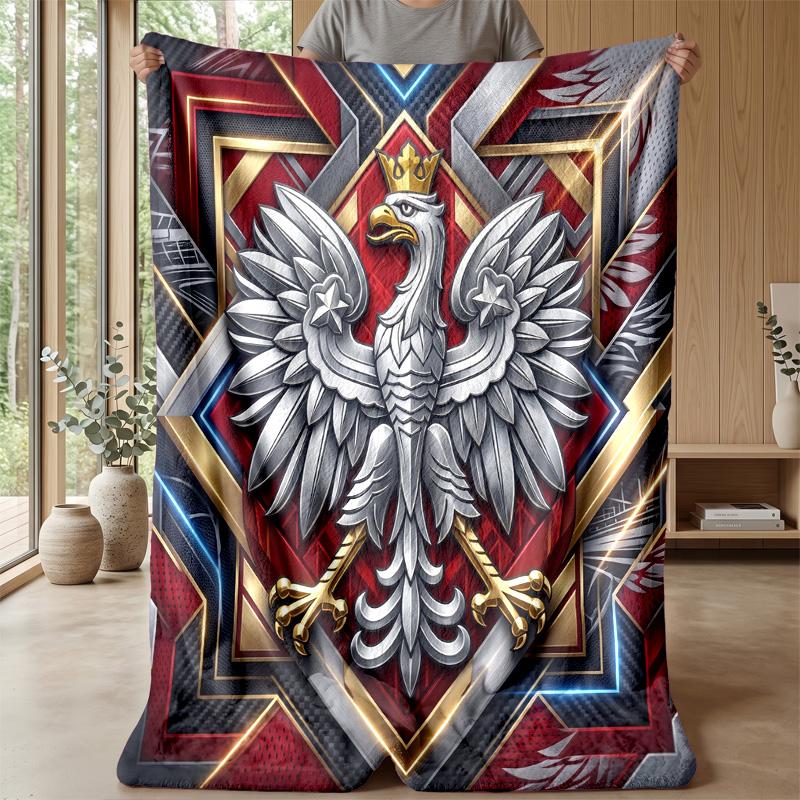 Poland Football Printed Flannel Blanket Skin Friendly Warm Decorative Throw for Indoor Couch Bed Daily Use