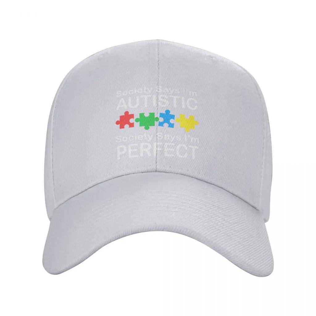 Custom Cool Society Says Im Autistic God Says Im Perfect Baseball Cap Unisex Women Adjustable Unisex Dad Hat Spring Sun Hat