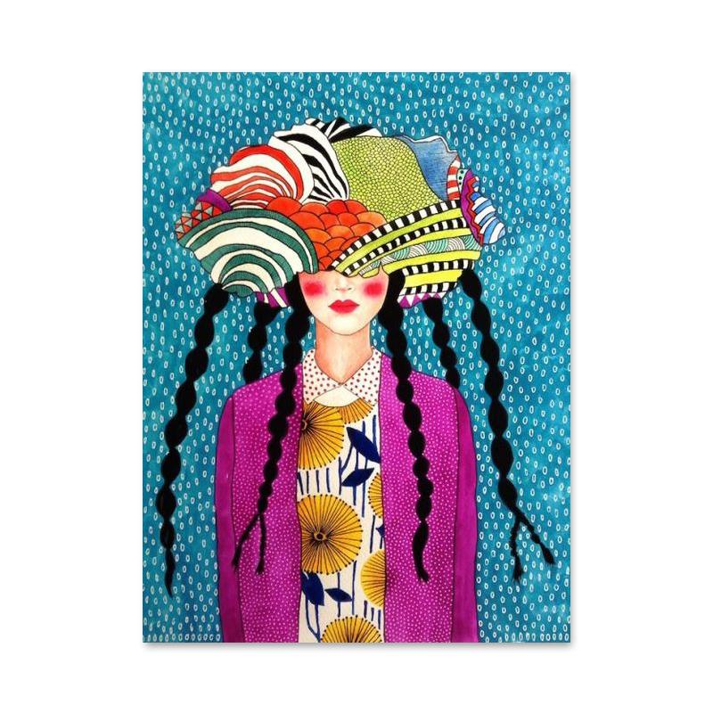Abstract Retro Flowers Girls Hair Canvas Paintings Posters and Prints Nordic Wall Art Pictures For Living Room Home Decoration