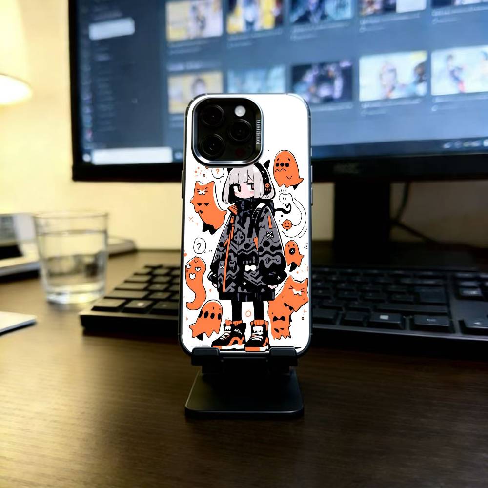 Kawaii Illustration Phone Case For iPhone 17,16,15,14,13,12,11 Plus,Pro Max,XS,Colorful Silver Phone case Funda Cover