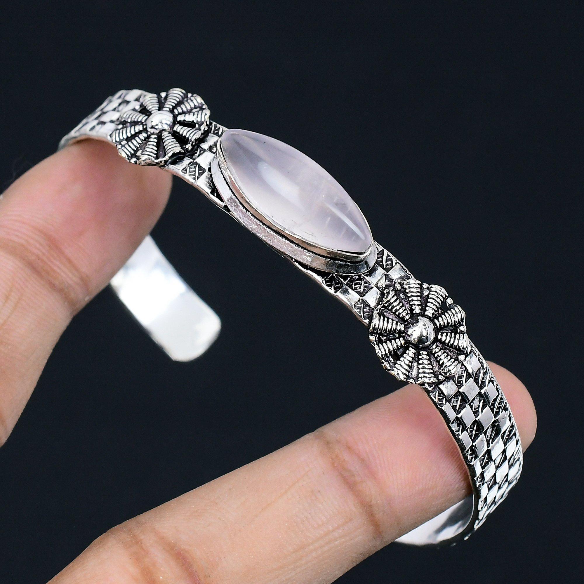 

Натуральный браслет из розового кварца, регулируемый, из стерлингового серебра 925 пробы, для девочек Adjustable