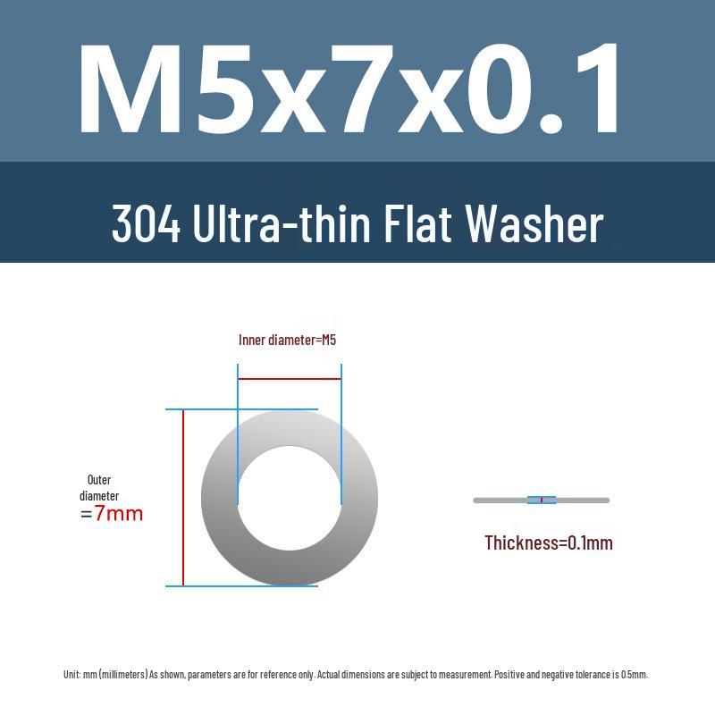 Yigu 304 Stainless Steel Flat Washer Shim Ring (Sizes M3, M4, M5, M8)