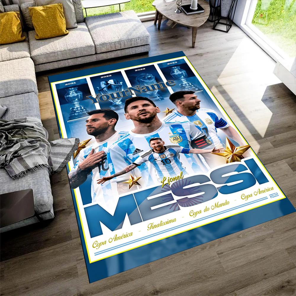 Messi Customize Your Name Carpet Design for Bedrooms Decorate room Outdoor Game Room Antislip Carpet Anime Office Decor Wedding Party Gift