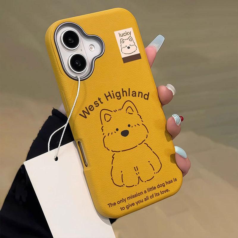 Милый чехол с щенком для iPhone 11 12 13 14 15 16 Pro max мультяшный чехол чехол из ПУ кожи iPhone 16 Pro Max