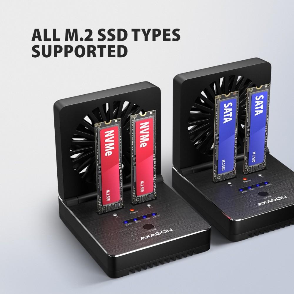 ADSA-M2C22 USB-C 2xNVMe /SATA M.2 20Gbps soğutucu
