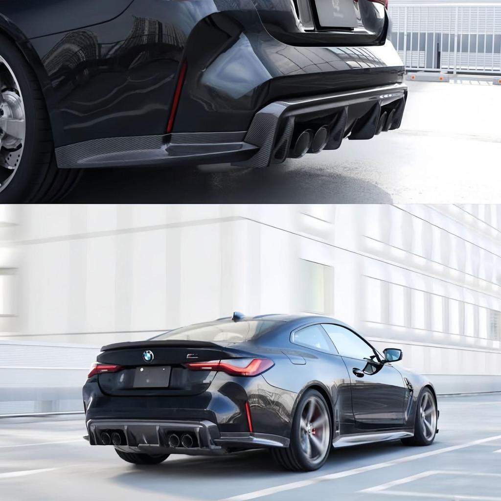 BMW M3 G80 M4 G82 3D Style Carbon Fiber Rear Diffuser & Front Lip with Dry Carbon Fiber Tail Lip.