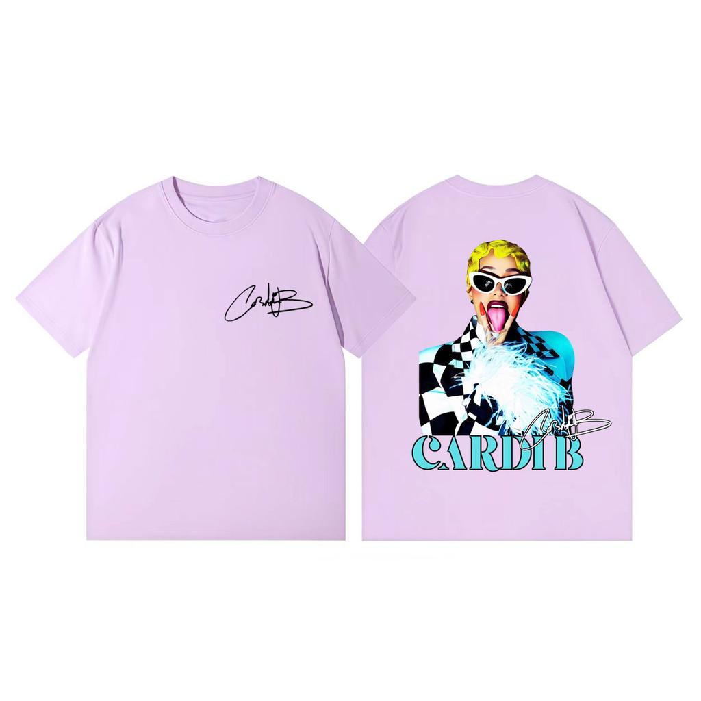 Rapper Cardi B Double Sided Print T Shirt Fashion Aesthetic Short Sleeve Tshirt Unisex Women Clothing Harajuku Hip Hop Tshirts