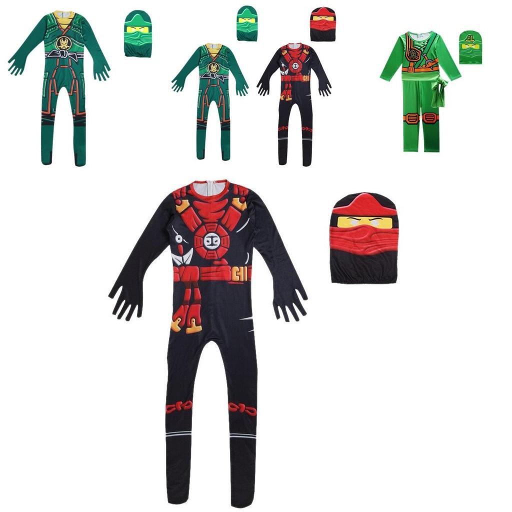 Cool Ninjago Inspired Kids Cosplay Party Clothes Set With Glove Hat And Jumpsuit