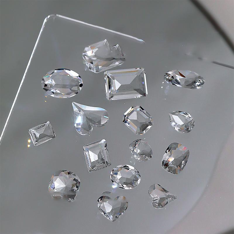 10 Stück Eis Durchsichtig Nagelkunst Kristall Glänzend Klar Spitzer Boden Glasstein 3D DIY Maniküre Dekoration Zubehör