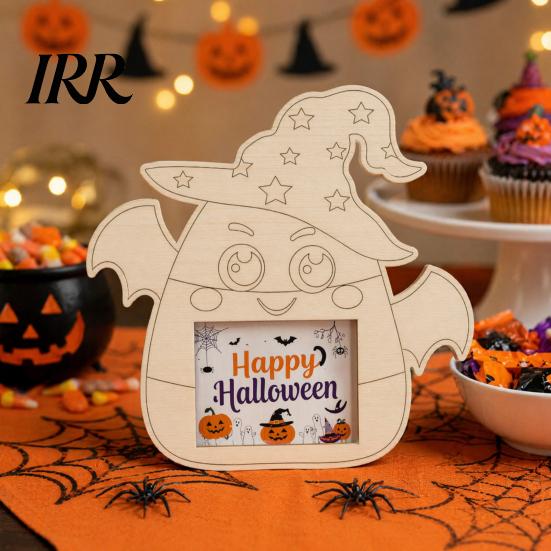 Customizable Wooden Picture Frame Pumpkin DIY Photo Frame, Halloween for Kids Crafts, Unfinished Wood Decor Hollow Party Tabletop Display Holiday Gift