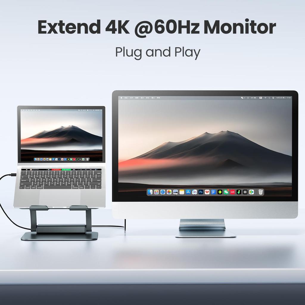 Tounee Laptop Stand with Detachable USB-C Hub, 100W PD Charging, 4K@60Hz HDMI, USB-A & USB-C 3.0 Ports, Host Port, Ergonomic Aluminum Laptop Holder, C