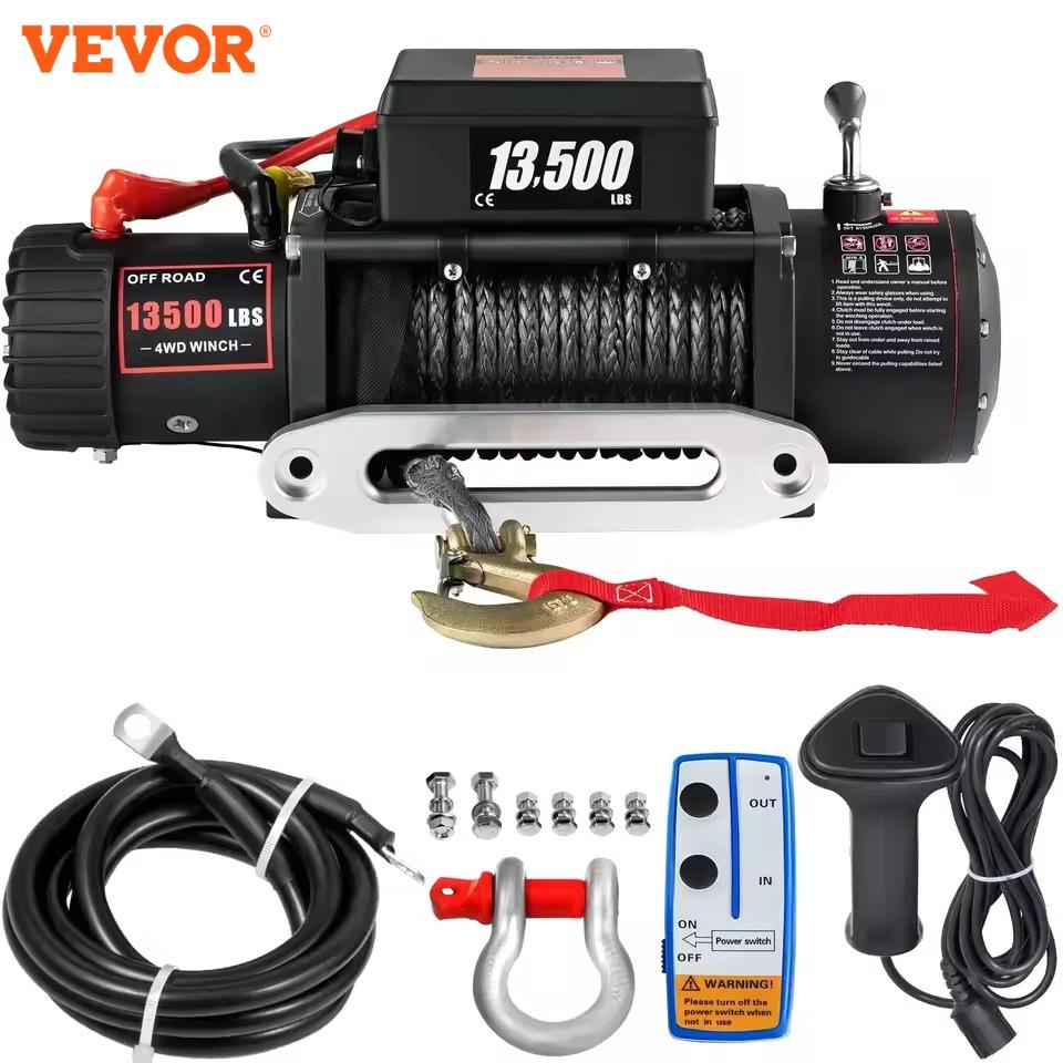 VEVOR 13500 LBS 12V Verricello Elettrico Corda di Traino Sintetica Verricello
