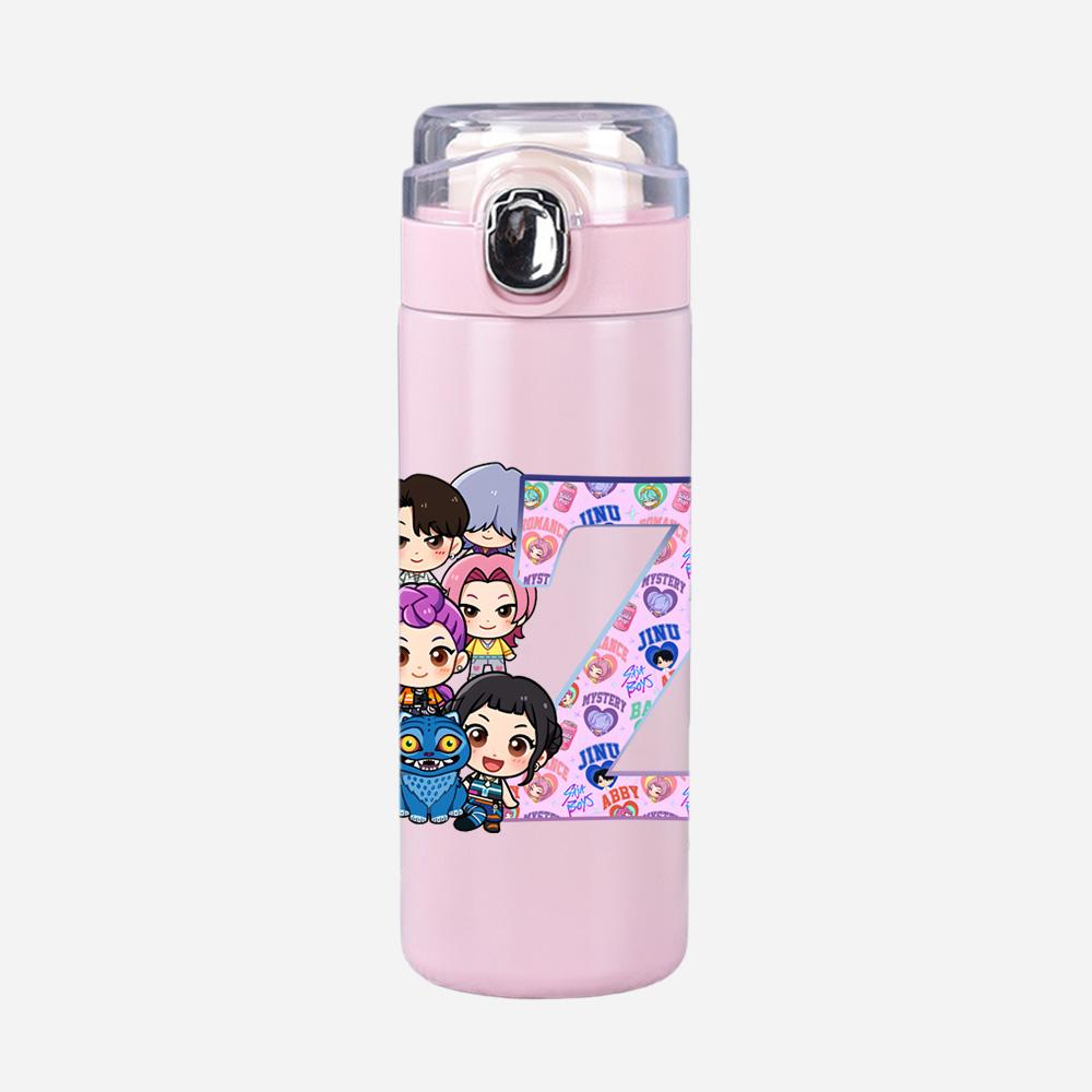26 Engelska Bokstäver K-Pop Demonjägare Tryckt 400 ml Vattenflaska Termosmugg Bärbar Rostfritt Stål Läckagesäker Campingvattenmugg Barnpresenter