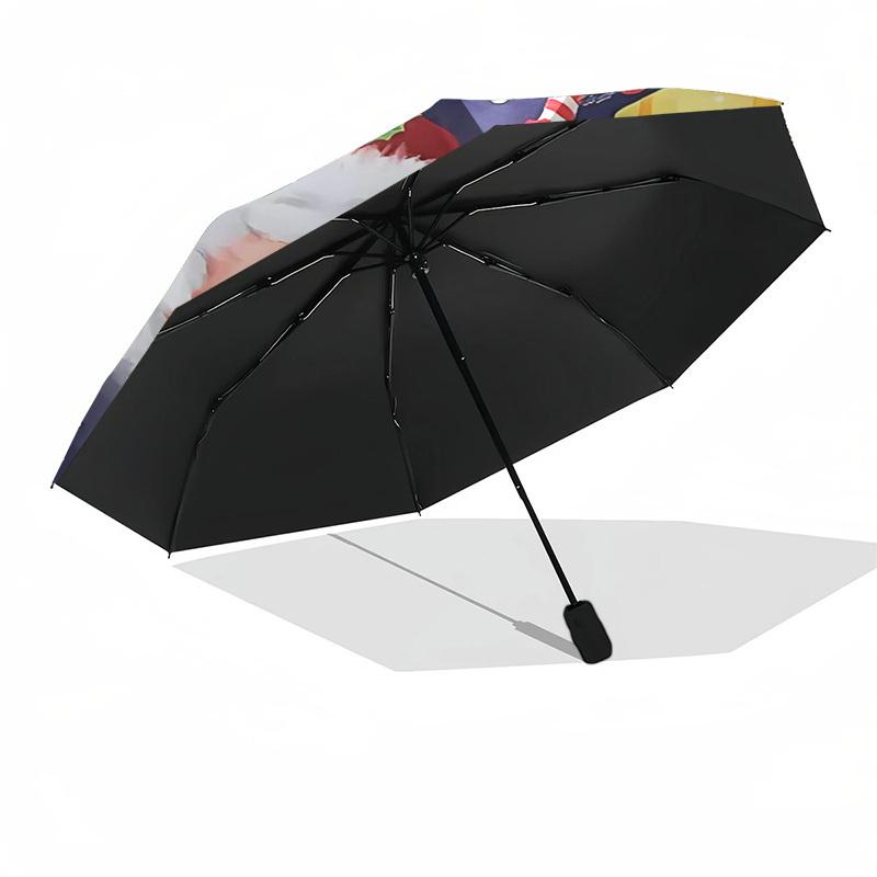 1pc Christmas Santa Claus Reindeer Dog Automatic Folding Umbrella, Portable 3-Fold Design with 8-Rib Iron Frame, Outdoor for Fans, Travelers, Daily Us