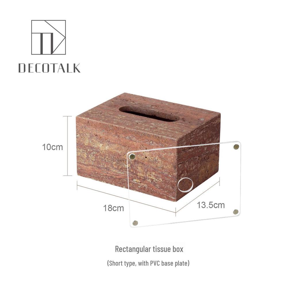 DecoTalk Wabi-sabi Red Travertine Bathroom Washbasin Set with Aromatherapy Tissue Box Tray