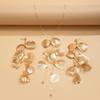 Aesthetic Elegant Ginkgo Leaf Pendant Earrings Necklace Set for Women Romantic Bridal Tassel Jewelry Set Party Neck Accessories