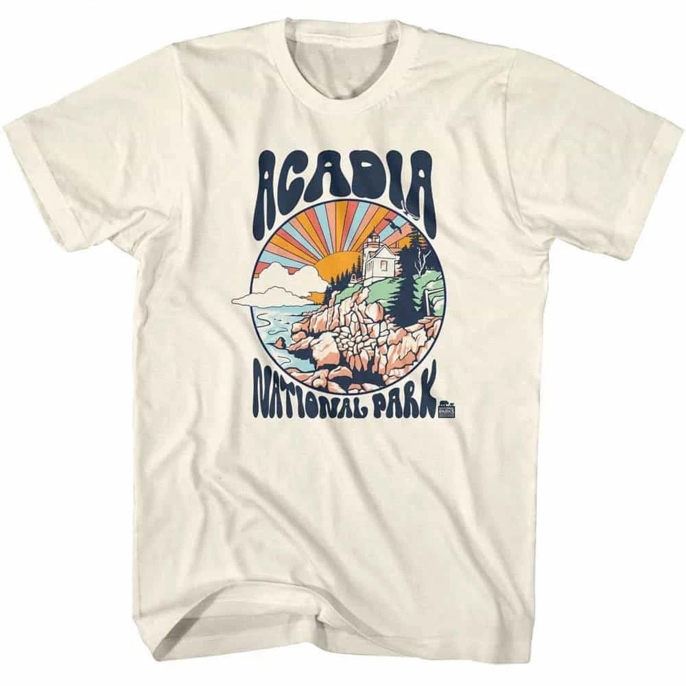 Acadia Park Lighthouse Sunrise Men s T Shirt 2XL