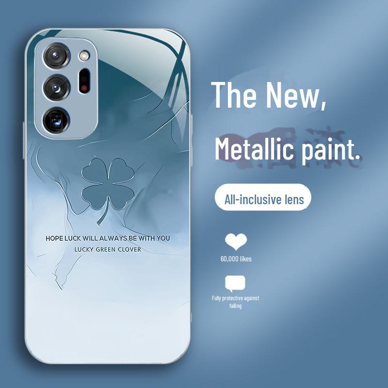 Pouzdro z tekutého skla pro Samsung Galaxy Note 20 a Note 9 Lucky Clover, prémiový kreativní design A01