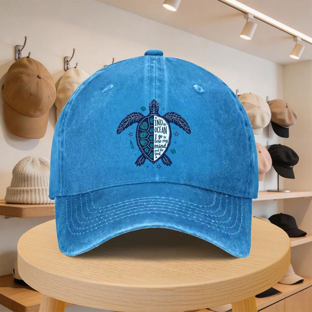A MenS Baseball Cap Featuring an Ocean Turtle Design Stylish And Casual Adjustable for Spring And Autumn Outings Perfect for
