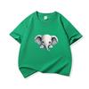 Kids Cotton T Shirt Cute Peeking Little Elephant Print Crew Neck Short Sleeve Tee Casual Breathable Boys Girls Summer Tops