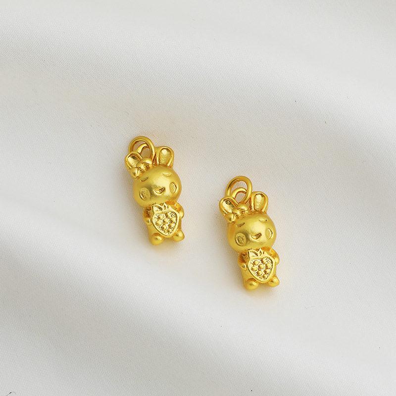 Gold-Plated Zodiac Rabbit Charm: Radish Rabbit Pendant for DIY Handmade Bracelet or Necklace