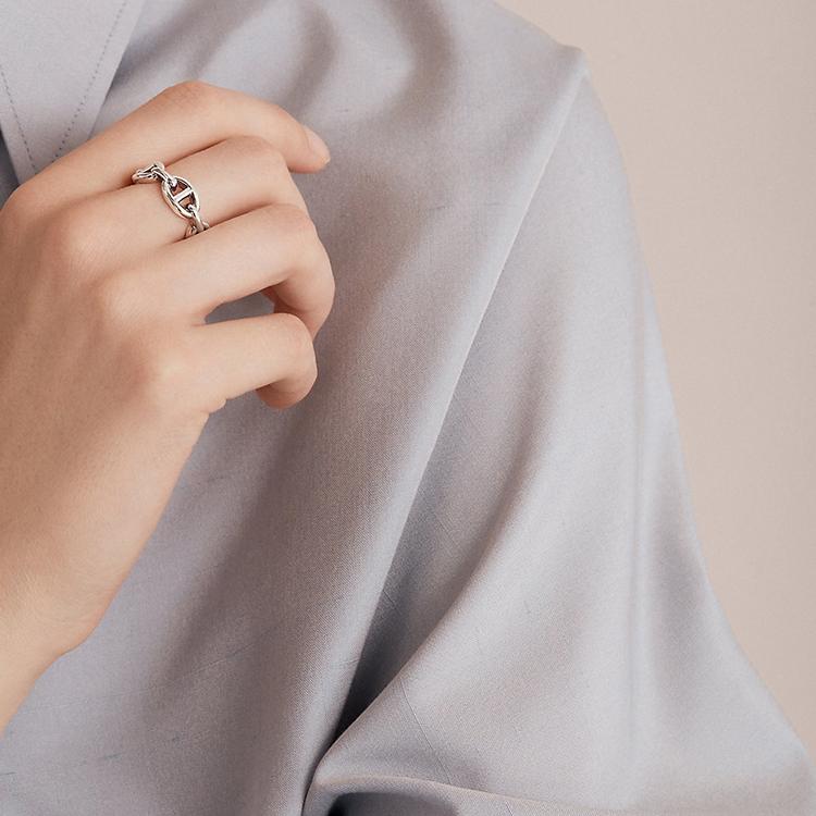 Hermes Anillo Chaine DAncre Enchainee Anillo para mujer Plata H109507B