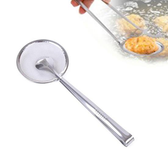 Round Long Handle Stainless Steel Colander Oil Filter Fried Food Grid Scoop
