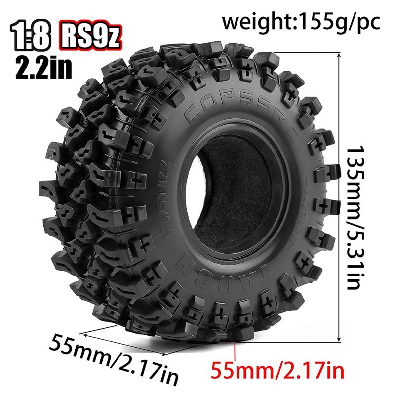 1/10 Scale Climbing / 1/8 Scale Universal 2.2-Inch Tires - H8H Easy-Control RC Big Warrior Tires