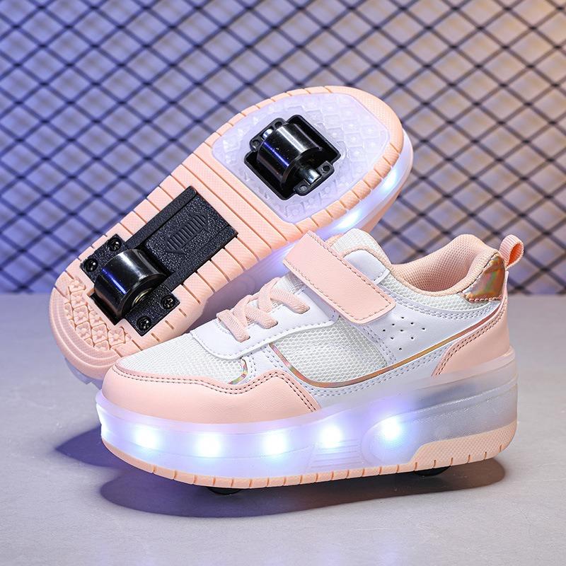 Children's runaway shoes New boys' students' pulley shoes skates charging luminous shoes Girls