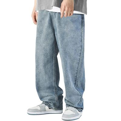 KAKELO Men's Wide Denim Jeans, Loose Fit, Easy Fit (01.Blue, XL)