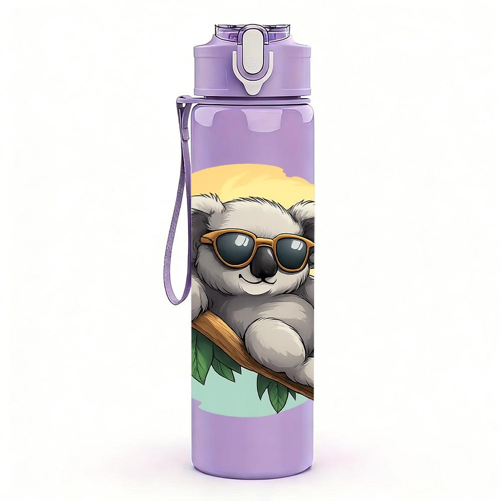 1PC Sunglasses Koala Branch 750ml Color Plastic Sports Water Bottle Leakproof Flip Straw Lid Suitable for Sports Office Home Use