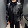 2026 Neue Herren Freizeit Lederjacke Mehrere Taschen Einfarbige Revers Motorradmantel Herbst Oberbekleidung Mode Biker Locker Streetwear