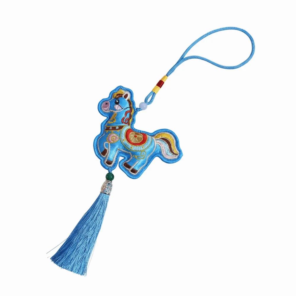 Chinese Style Pony Embroidered Pendant Spring Festival Zodiac Mascot New Year Horse Pendant Funny Tassel Car Hanging Ornaments