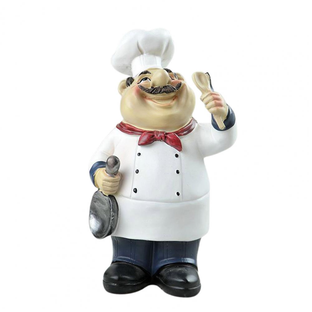 Hand-painted Chef Figurine Hand-painted Cartoon Chef Figurine Kitchen Dining Room Sculpture Fruit Plate Cake Spoon Decoration