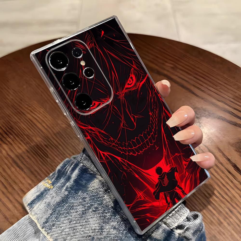 Japanese Anime Attack On Titan Phone Case For Samsung S26 S25 S24 Ultra S23 Fe S22 S20 S21 Plus Plus 5G Fe Transparent Cover