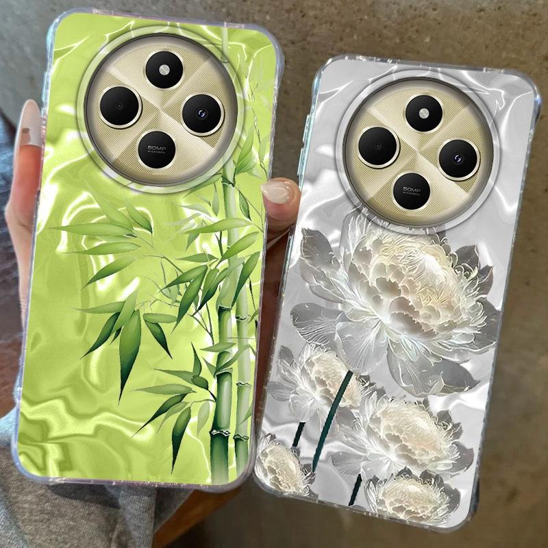 Bamboo Leaf Flower Women Girls Water Texture Case For Xiaomi Poco X3pro X5 M6 X6 X3 NFC M5s M6 Pro C75 C61 Bumper Fundas Cover