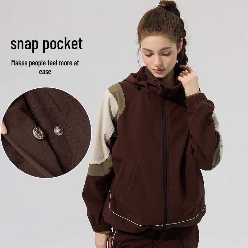 Lotus Leaf Colorblock Softshell Jacket: Water-Repellent, Elastic Hem, Fleece-Lined, Stand Collar
