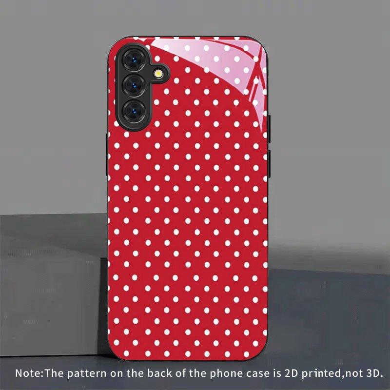 

Red background white dot pattern glass phone case suitable for Samsung Galaxy S26 S25 S24 S23 S22 S21 S20FE/Ultra/Plus anti drop Galaxy S26