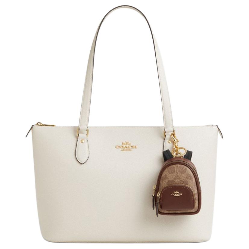New COACH Coated Canvas Bag Charm Bag Merch Mini Women's Tan CX066-IMXHE