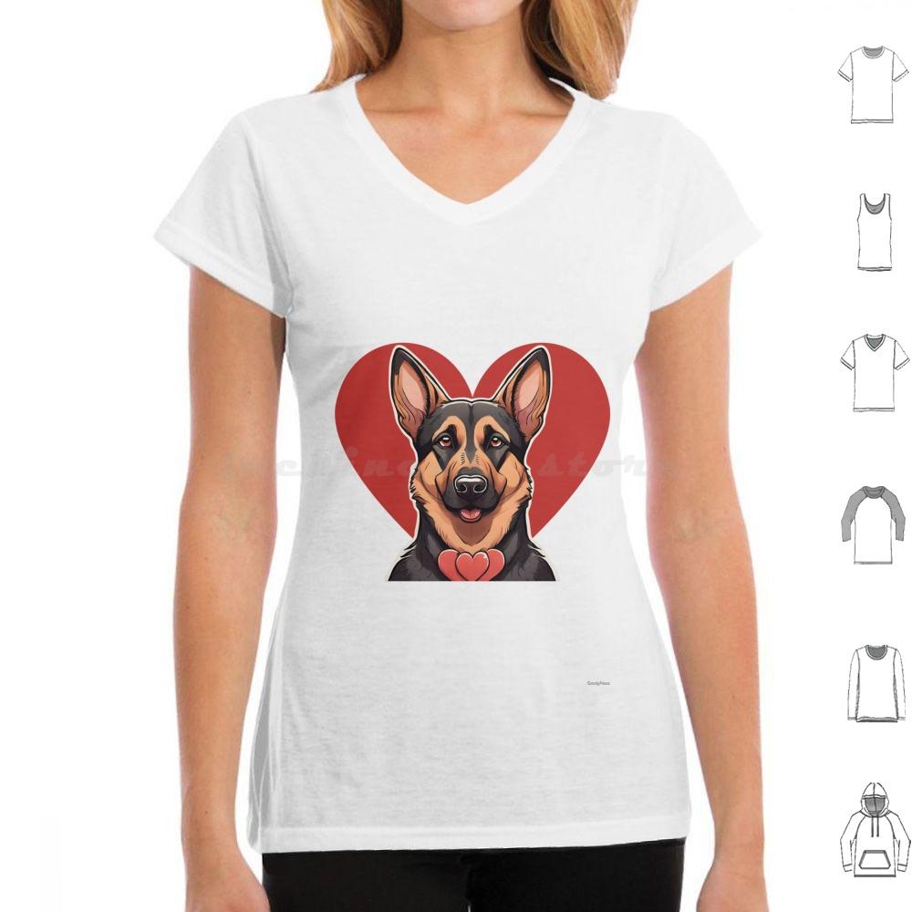 Cute Valentine German Shepherd Dog T Shirt Men Women Kids   Valentine Valentine Dog German Shepherd Cute Dog Dog In Heart